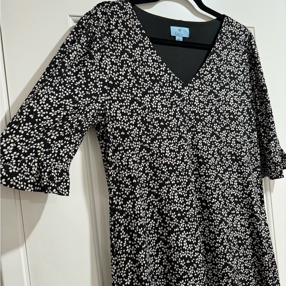 CeCe Black and White Floral Dress